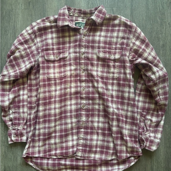 Field & Stream Men's Plaid Shirt - Burgundy and White - Picture 1 of 5
